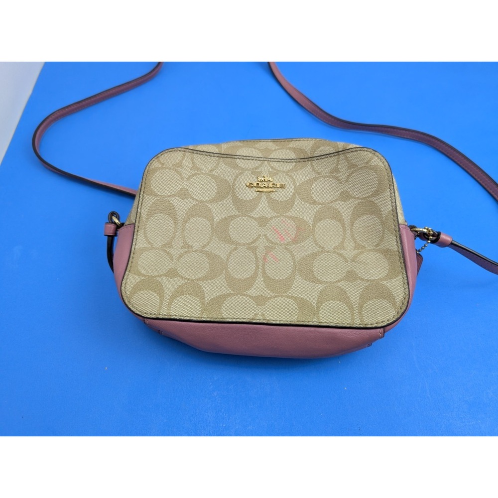 READ Coach Mini Camera Crossbody Bag in Signature Canvas Light Khaki